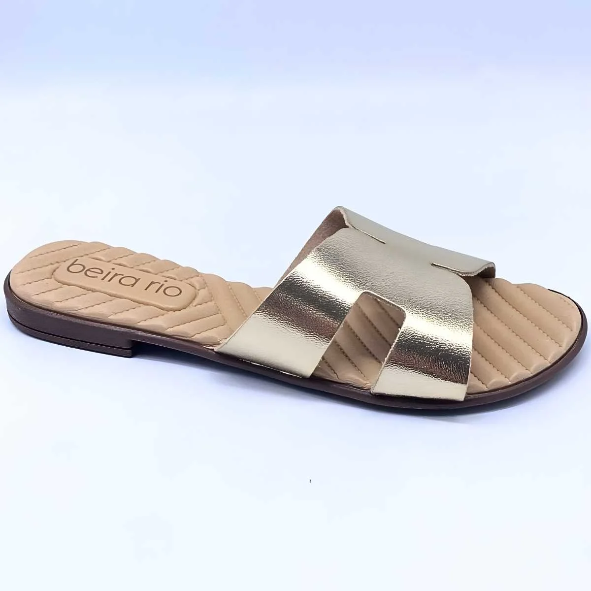 Sandália Feminina Beira Rio Rasteirinha Metalizada 8519.110 Dourado 5