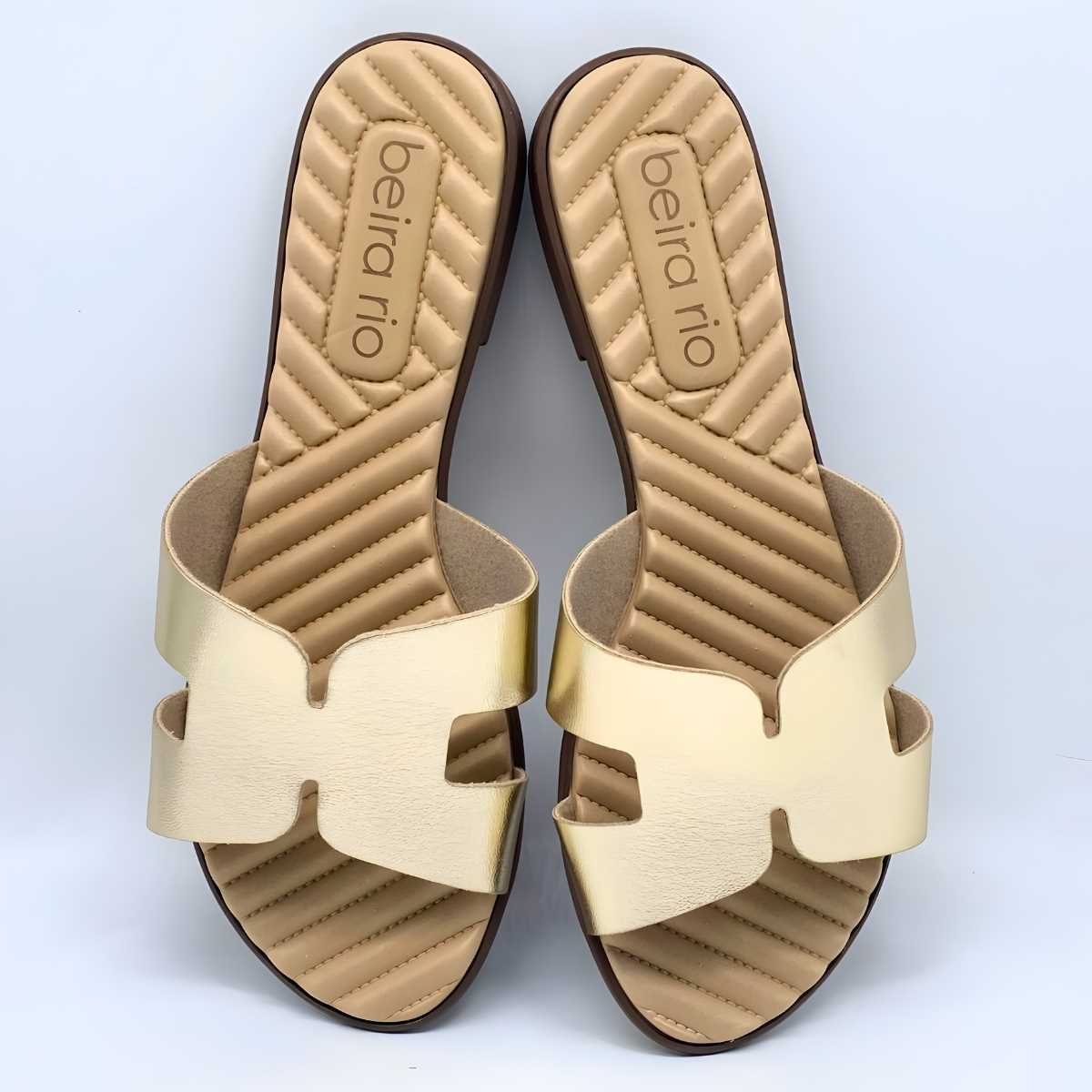 Sandália Feminina Beira Rio Rasteirinha Metalizada 8519.110