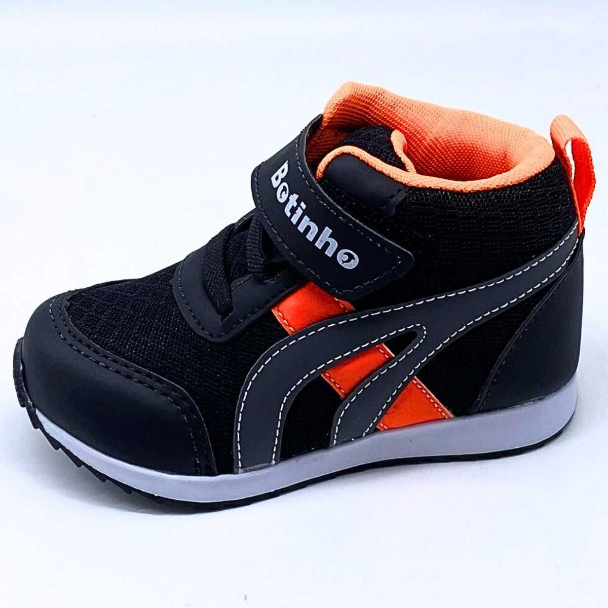 Tênis Bebê Ns Botinho Infantil Cano Alto Velcro Estilo Bt708 Preto 2