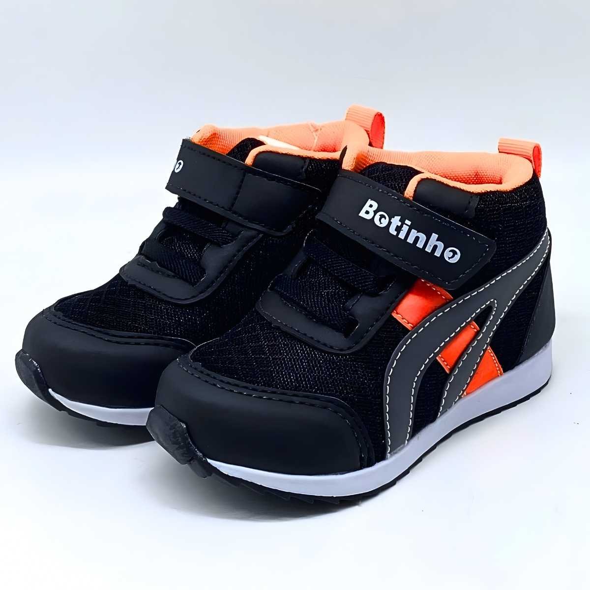 Tênis Bebê Ns Botinho Infantil Cano Alto Velcro Estilo Bt708 Preto 3