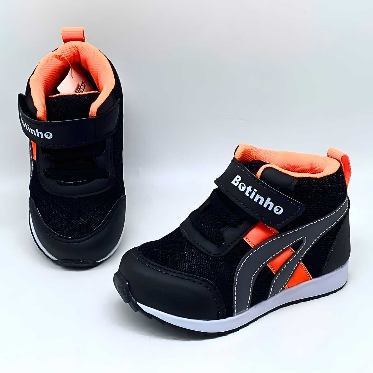 Tênis Bebê Ns Botinho Infantil Cano Alto Velcro Estilo Bt708 Preto 7