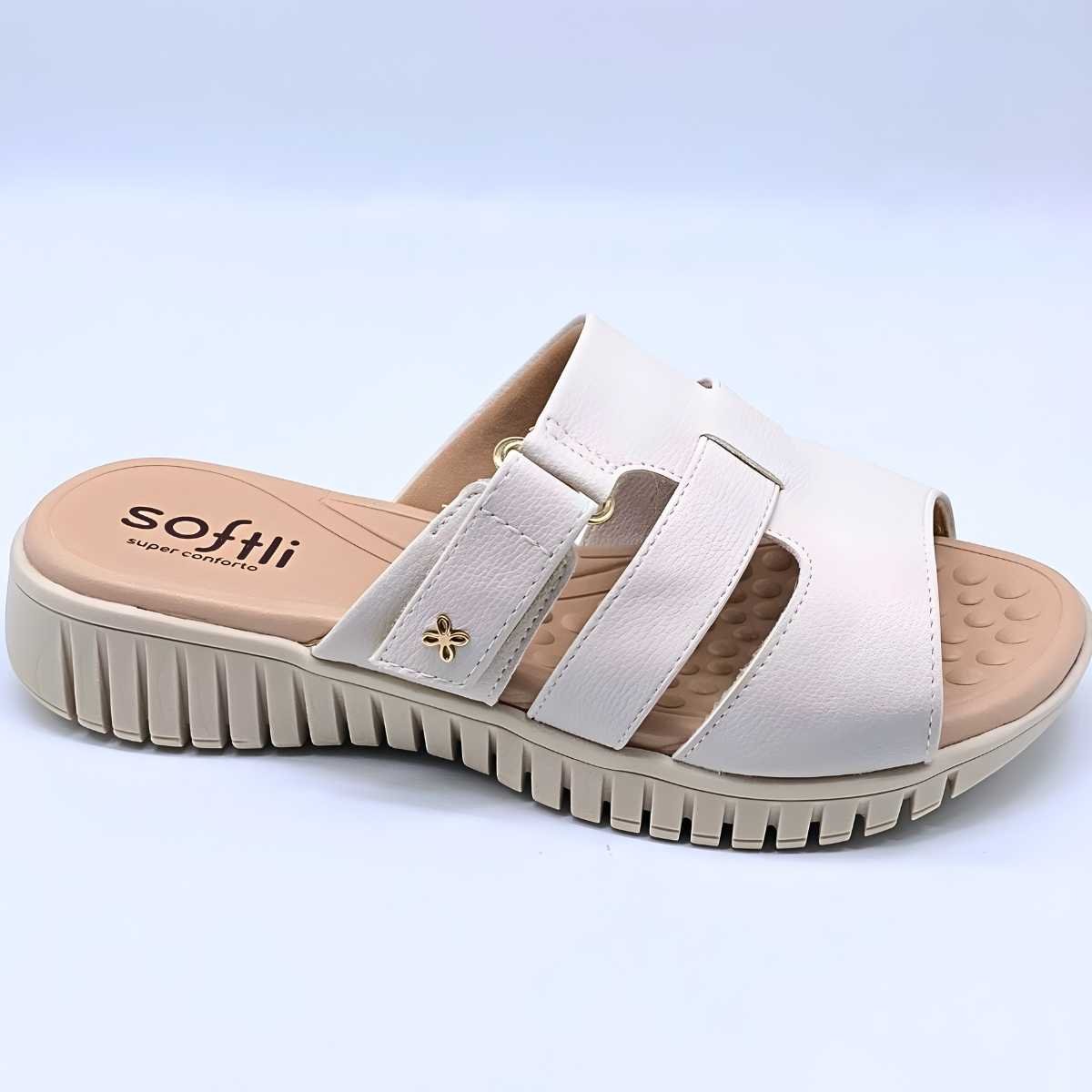 Sandália Feminina Softli 3 Tiras Estilo Conforto Leve 10189