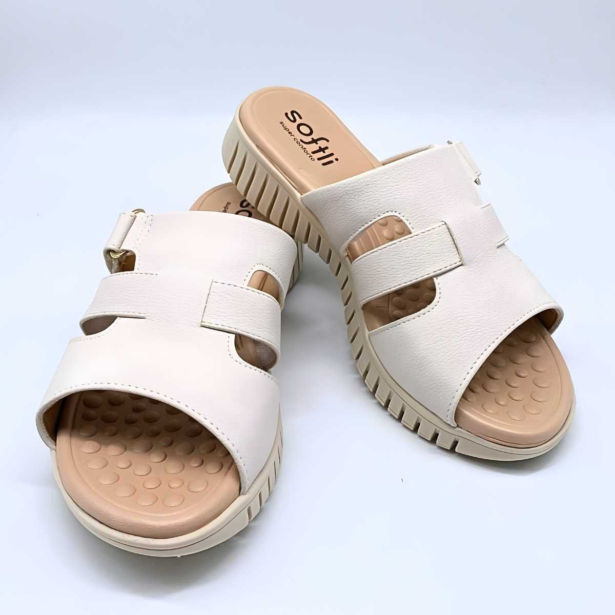Sandália Feminina Softli 3 Tiras Estilo Conforto Leve 10189 Branco 5