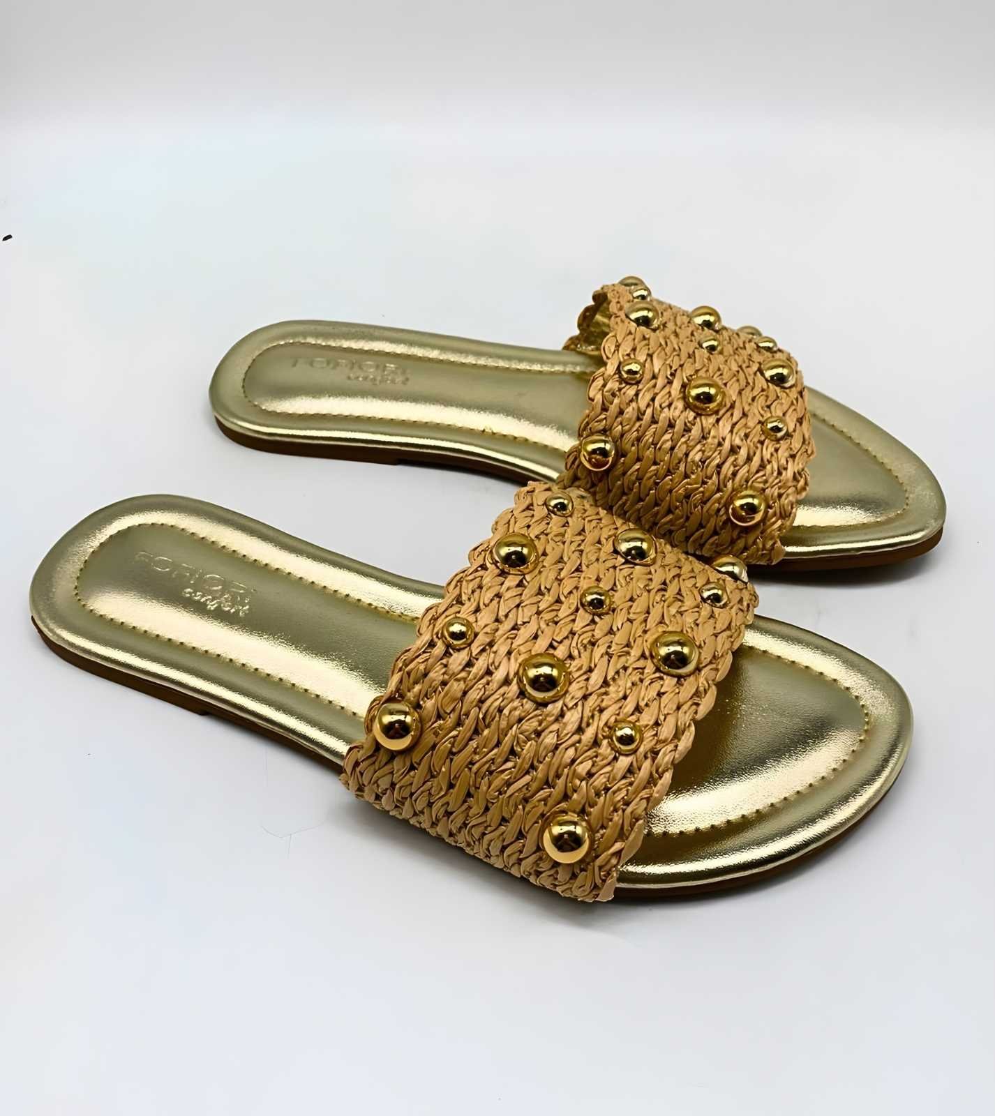 Sandália Feminina Fofiori Palha Rasteirinha Estilo Leve Fr520 Bege 3