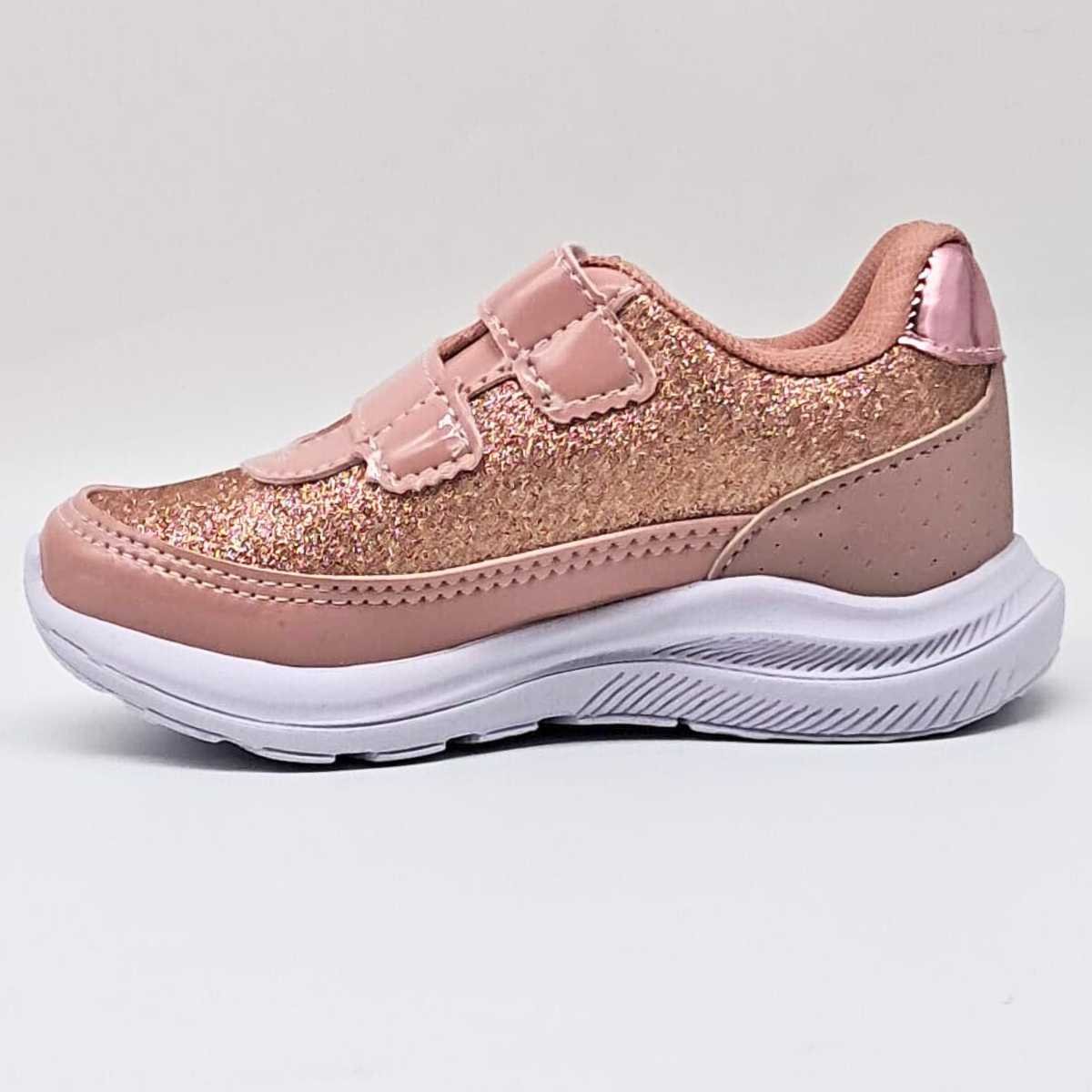 Tênis Infantil Jet Kids Bebê Glitter Velcros Confortável 20.042 Rosa 2