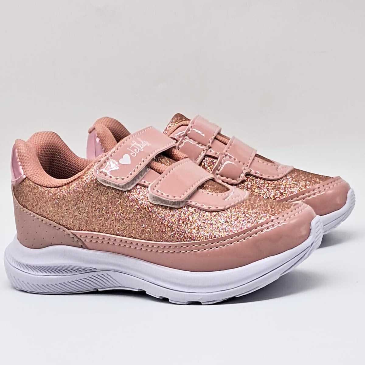 Tênis Infantil Jet Kids Bebê Glitter Velcros Confortável 20.042 Rosa 3