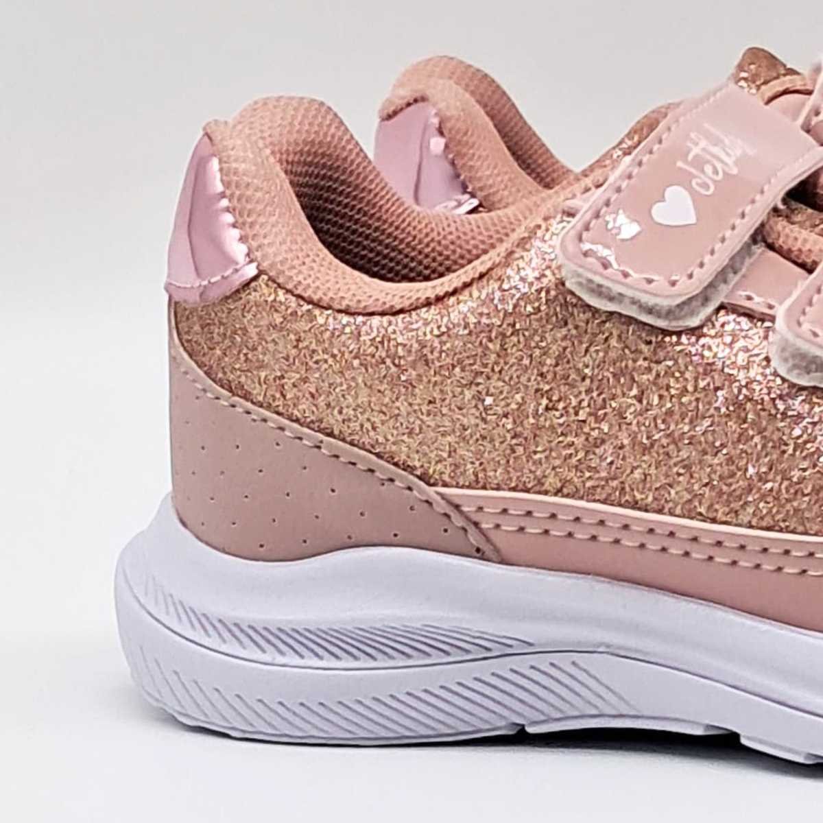 Tênis Infantil Jet Kids Bebê Glitter Velcros Confortável 20.042 Rosa 6