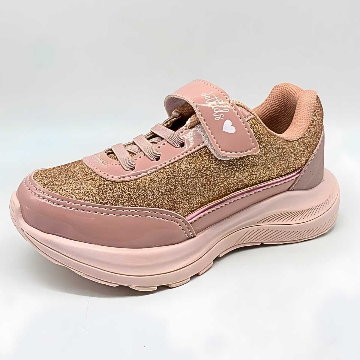 Tênis Menina Jet Kids Infantil Velcro Glitter Conforto 63.017 Rosa/Dourado 2