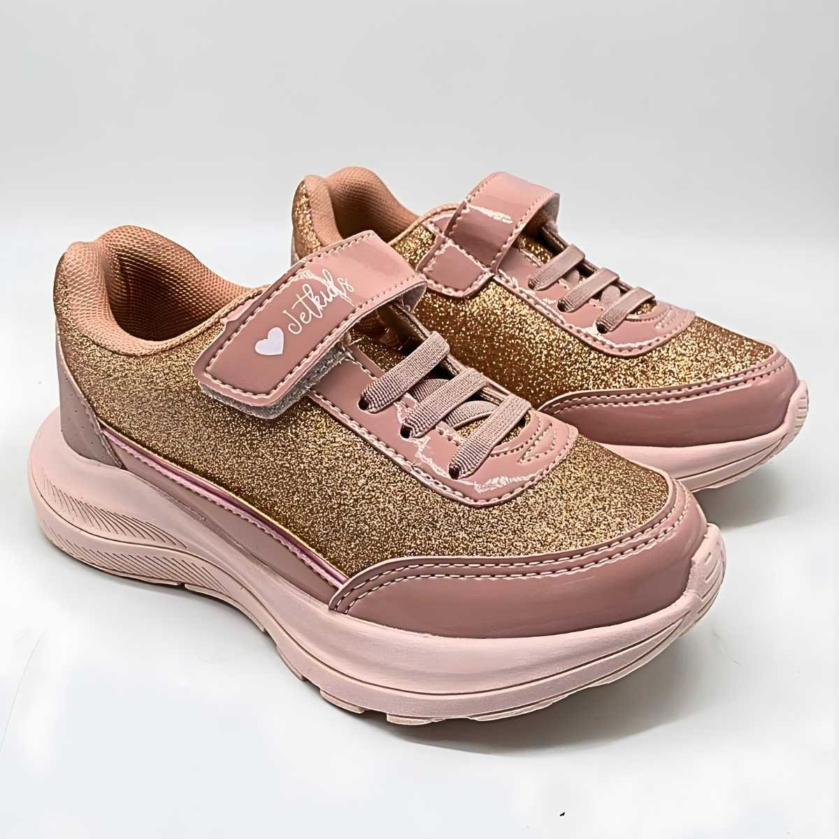 Tênis Menina Jet Kids Infantil Velcro Glitter Conforto 63.017 Rosa/Dourado 3