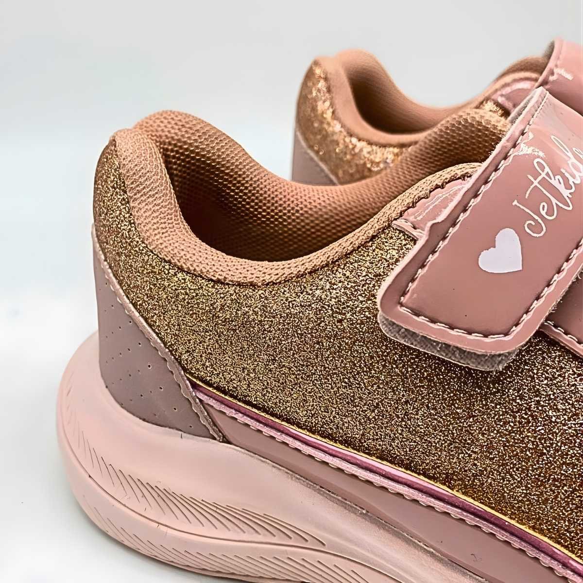 Tênis Menina Jet Kids Infantil Velcro Glitter Conforto 63.017 Rosa/Dourado 4