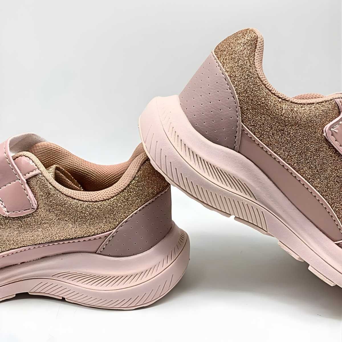 Tênis Menina Jet Kids Infantil Velcro Glitter Conforto 63.017 Rosa/Dourado 7