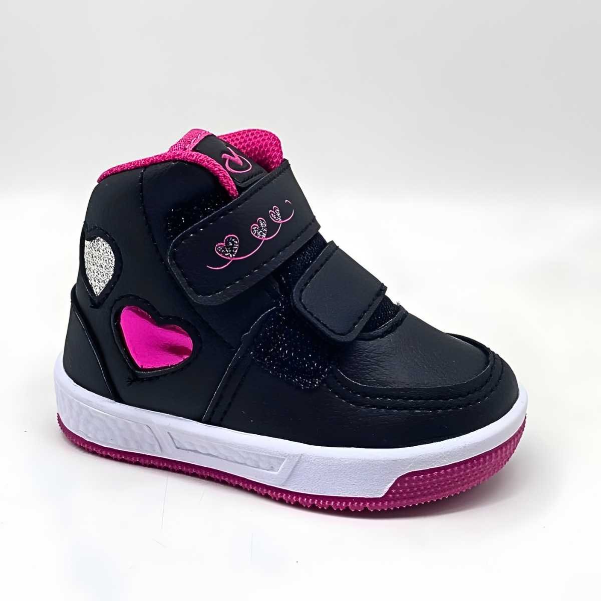 Tênis Menina Via Vip Bebê Cano Alto Com Velcro Estilo Vv2819