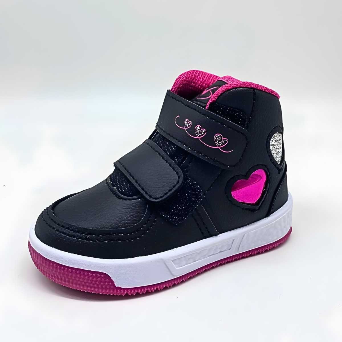 Tênis Menina Via Vip Bebê Cano Alto Com Velcro Estilo Vv2819 Preto 2