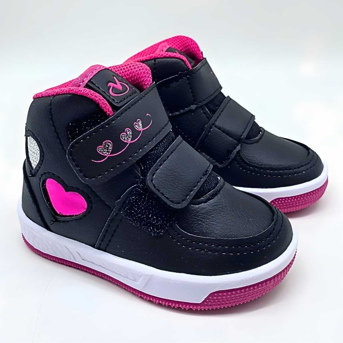 Tênis Menina Via Vip Bebê Cano Alto Com Velcro Estilo Vv2819 Preto 3