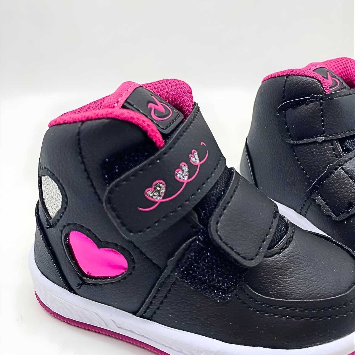 Tênis Menina Via Vip Bebê Cano Alto Com Velcro Estilo Vv2819 Preto 5