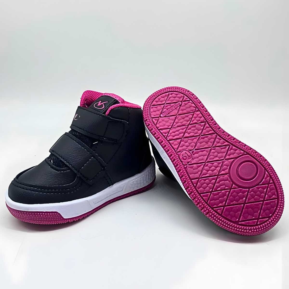 Tênis Menina Via Vip Bebê Cano Alto Com Velcro Estilo Vv2819 Preto 6