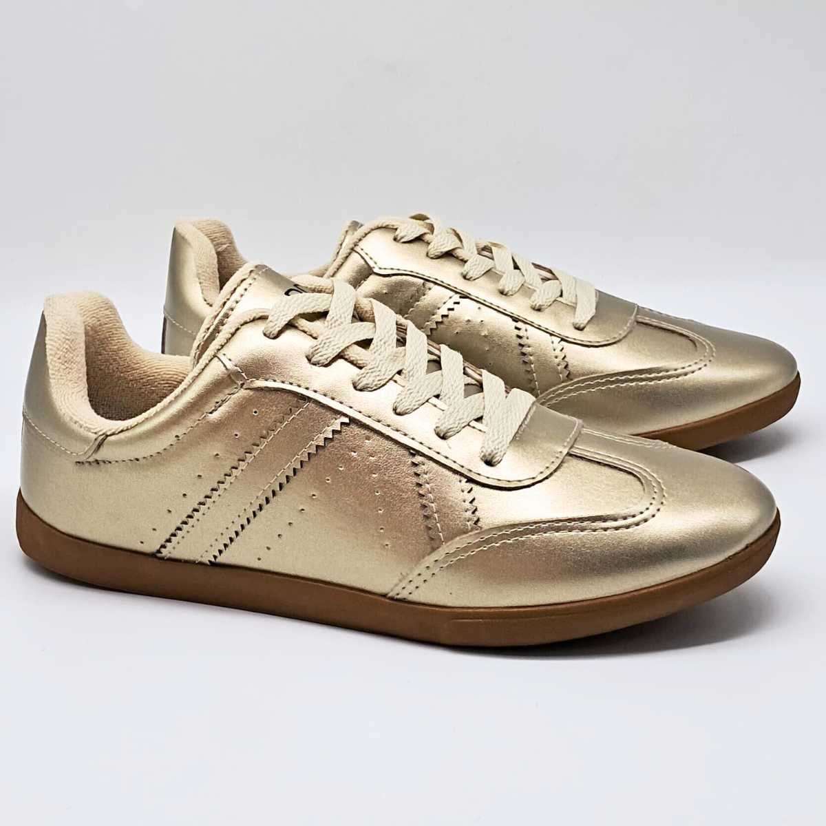 Tênis Feminino Addan Mulher Casual Estilo Conforto 18121 Dourado 3