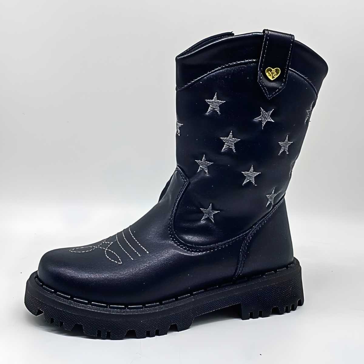 Bota Menina Nilqi Cano Alto Infantil Estrelas Estilo 165010 Preto 3