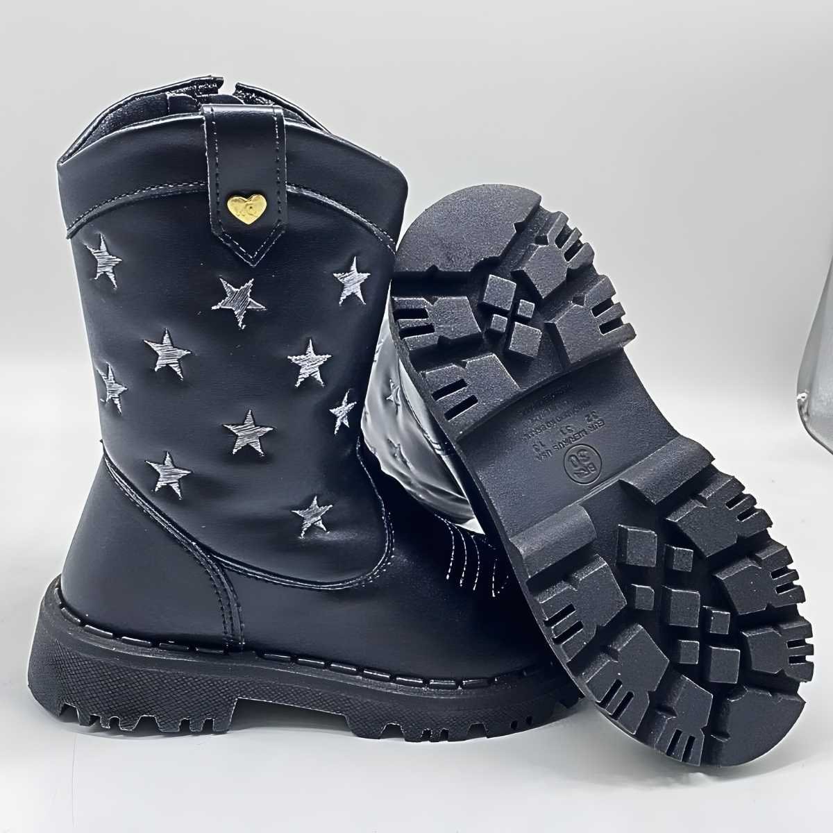 Bota Menina Nilqi Cano Alto Infantil Estrelas Estilo 165010 Preto 5
