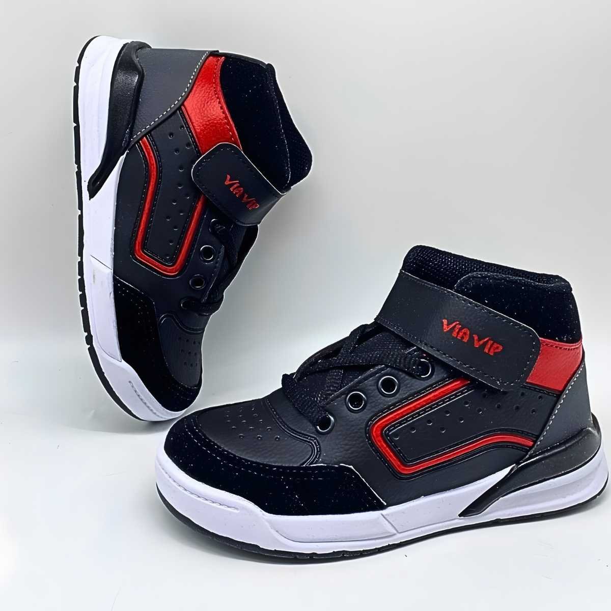 Tênis Menino Ns Via Vip Infantil Cano Alto Velcro Vv4022 Preto/Vermelho 8