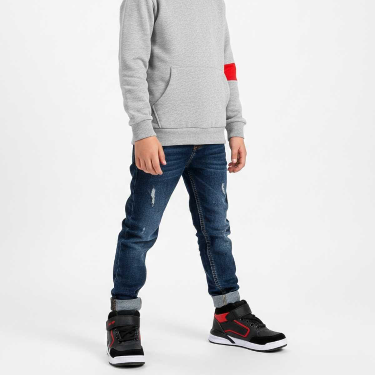 Tênis Menino Ns Via Vip Infantil Cano Alto Velcro Vv4022 Preto/Vermelho 9