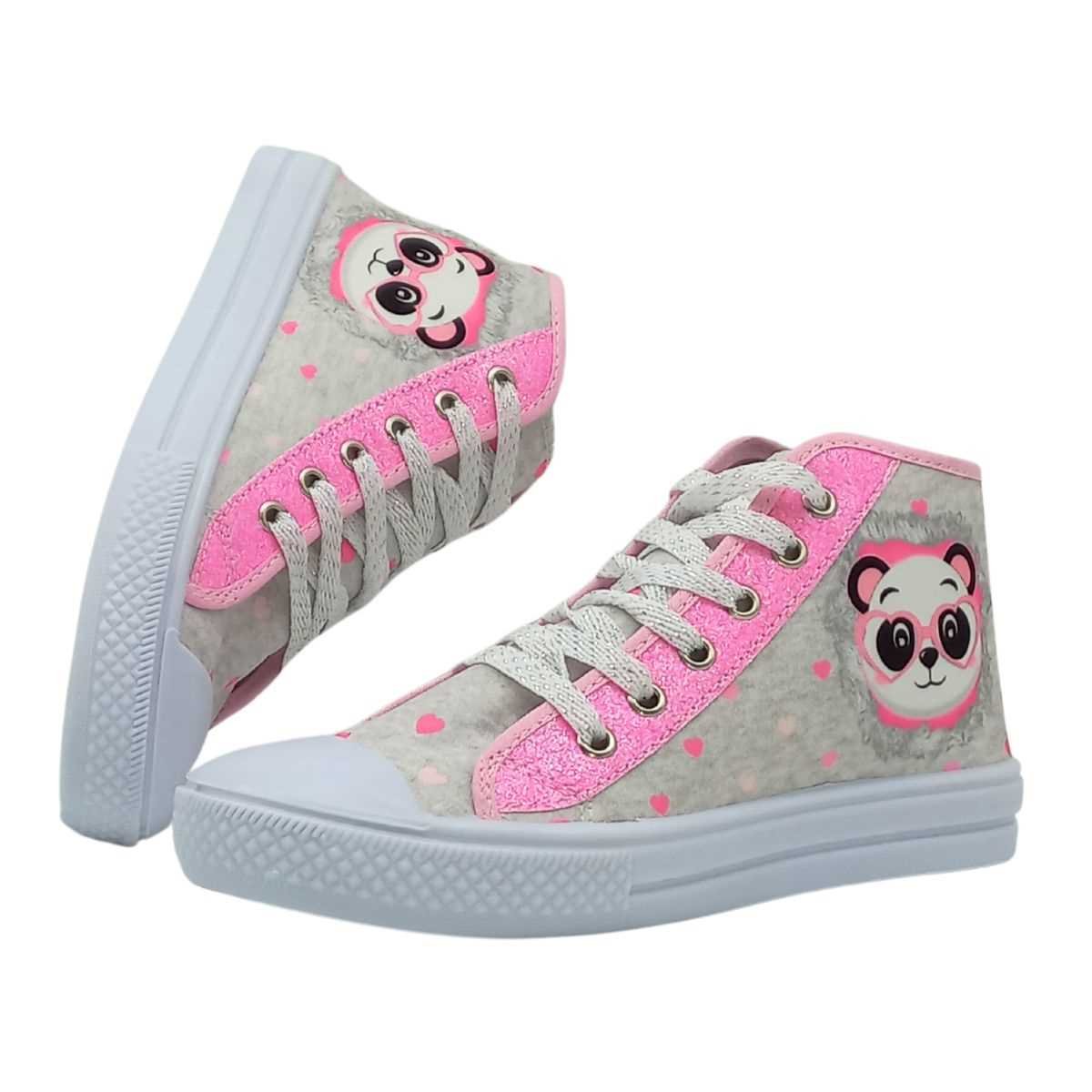 Tenis Menina Infantil Star Cano Alto Confy Estiloso 42-I Cinza 3