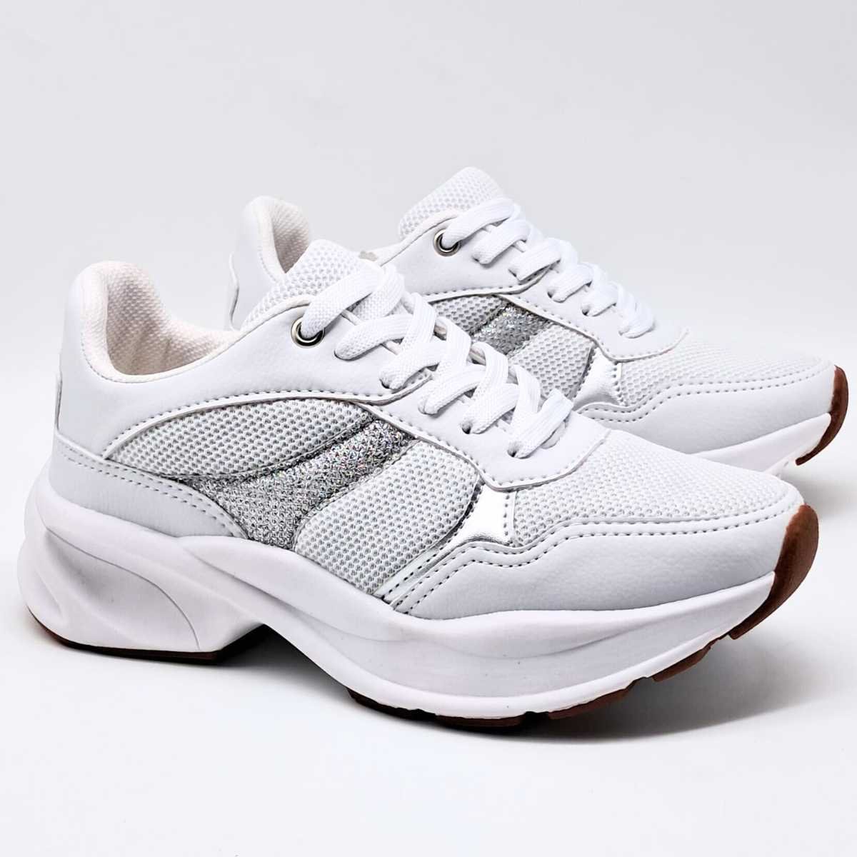 Tênis Feminino Jogging Conforto Leve Estilo Casual 02412/37 Branco 7