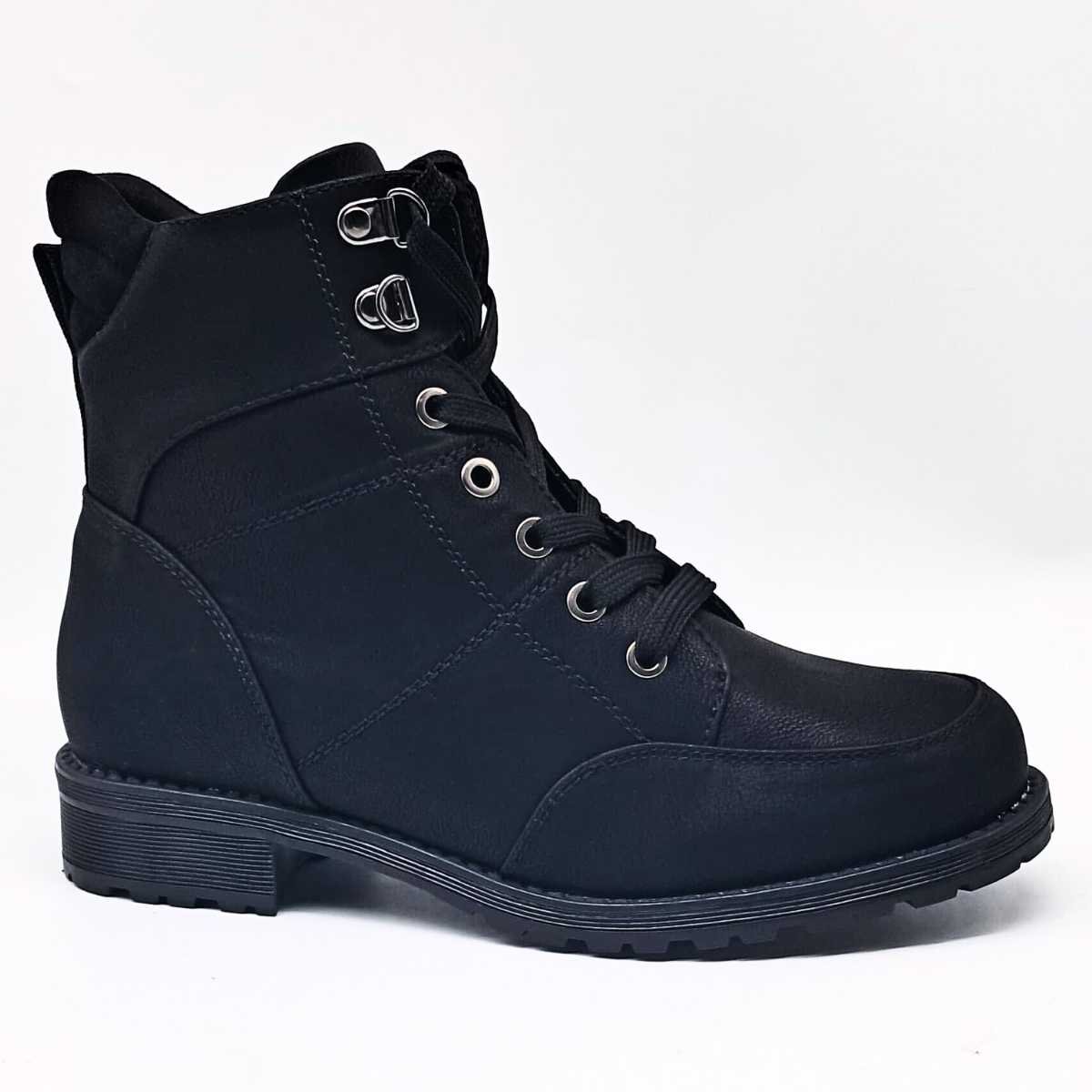 Bota Feminina Mooncity Coturno Confortável Estilosa 72130 Preto 2