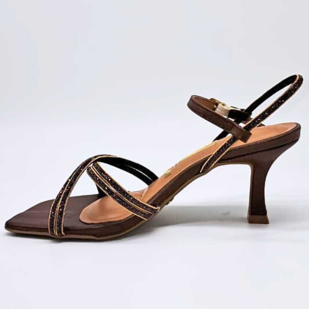 Sandália Feminina Vizzano Salto Taça Strass Estilo 6536.105 Marrom 2