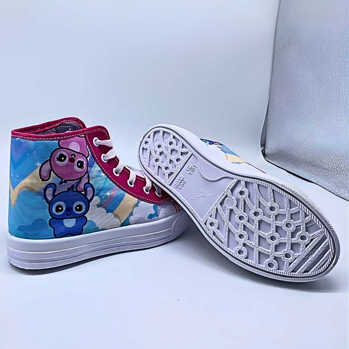 Tênis Menina Stars Infantil Cano Alto Stich Estilo Sm271 Multicores 5