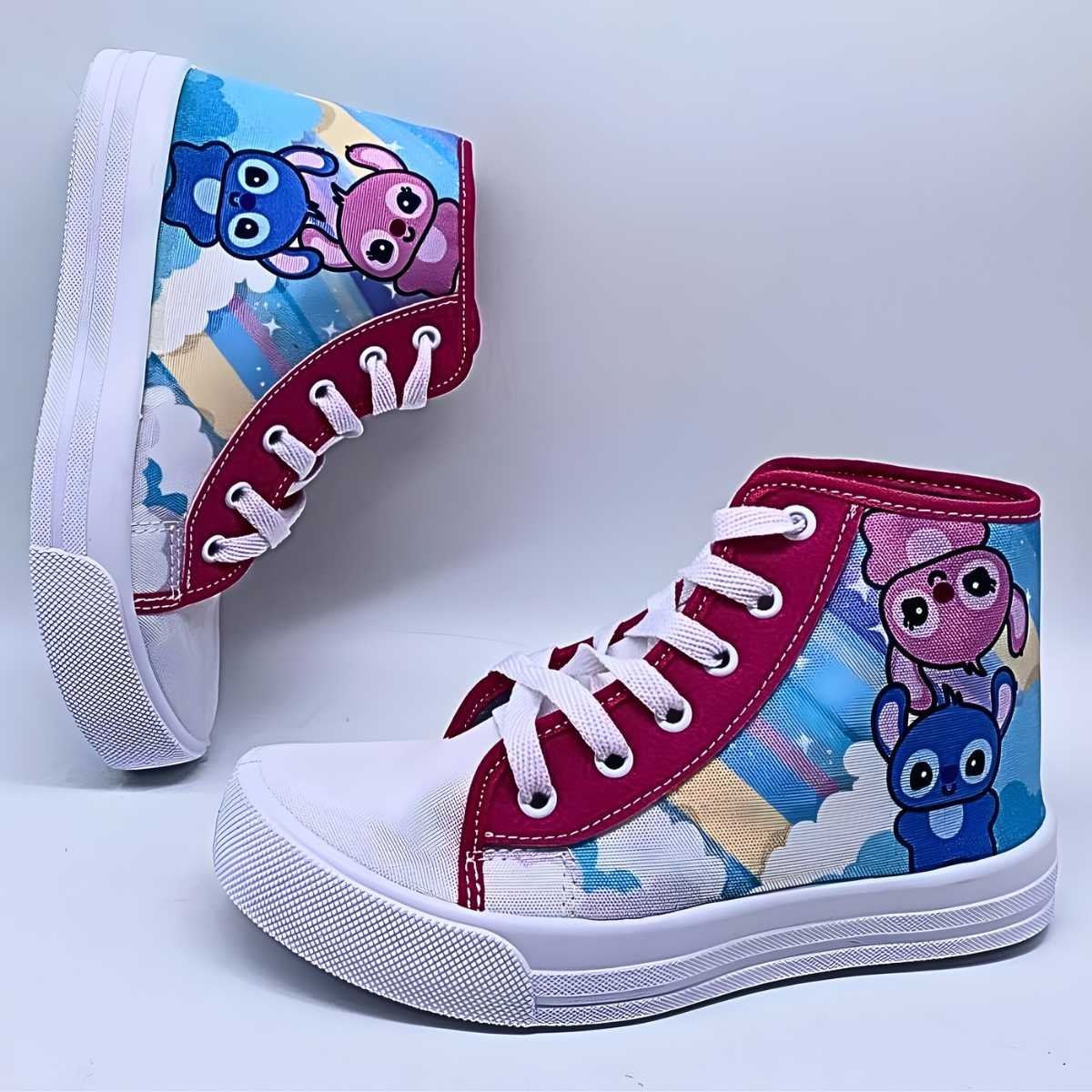 Tênis Menina Stars Infantil Cano Alto Stich Estilo Sm271 Multicores 6