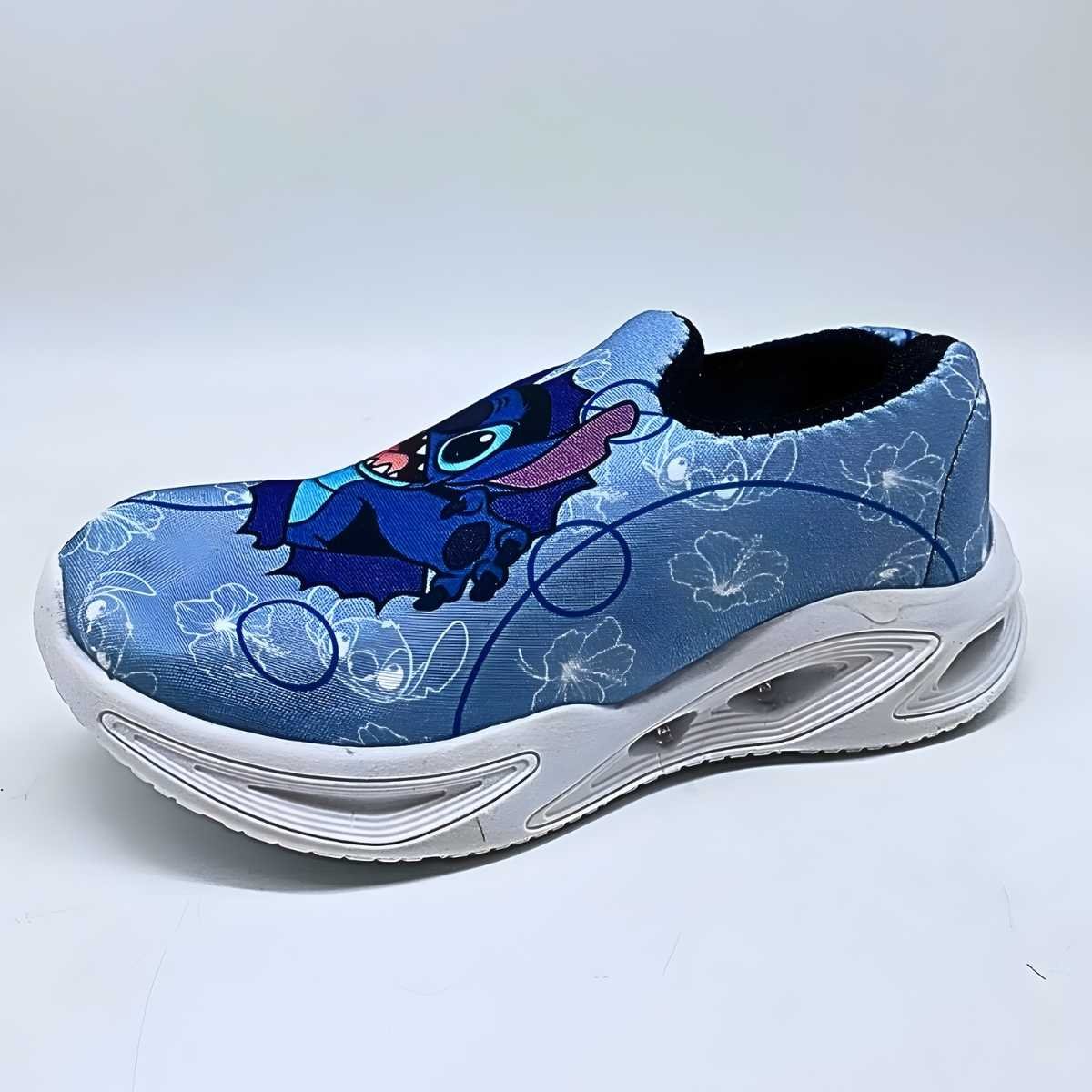 Tênis Menina Stars Infantil Stich Led Estilo Conforto Sm523 Azul 2