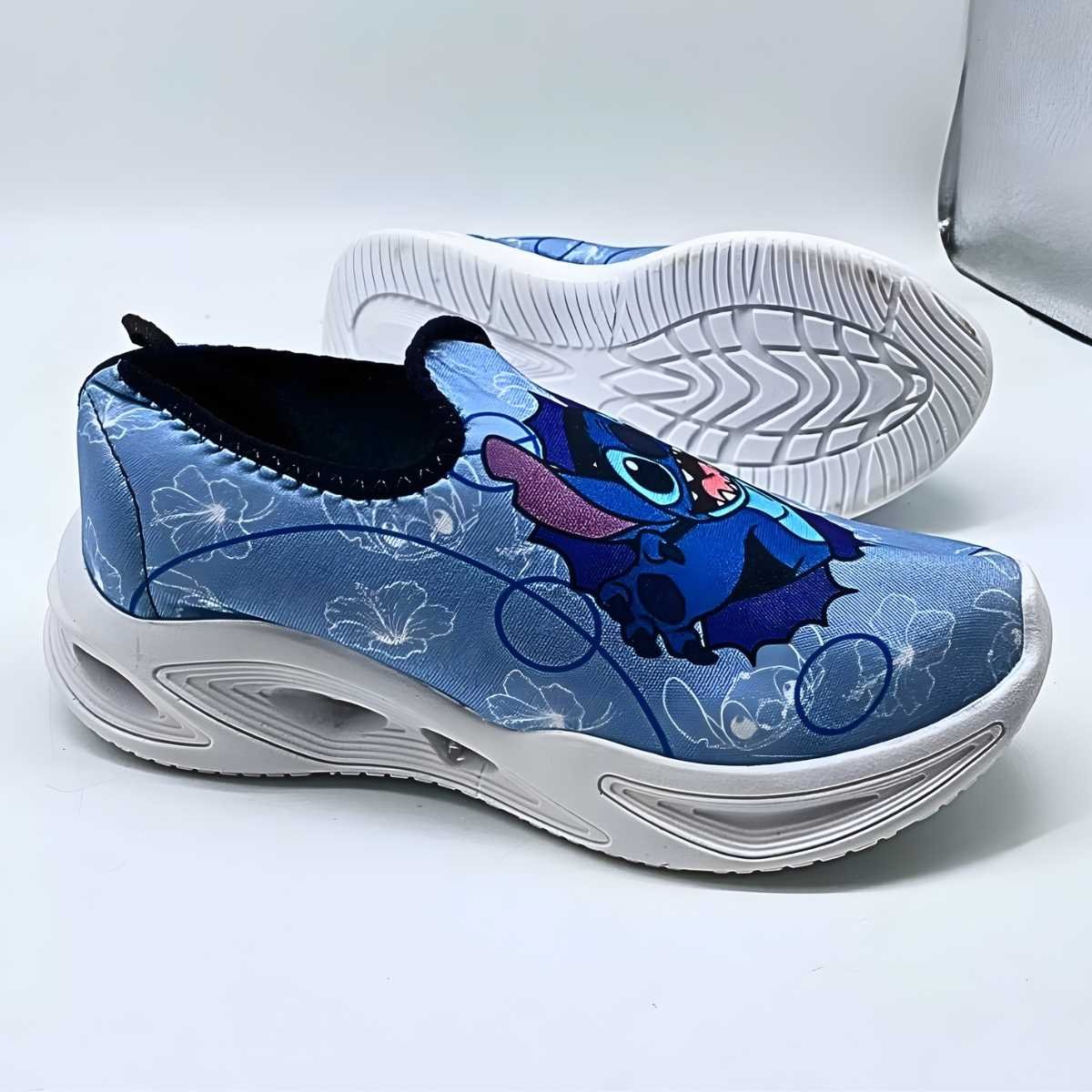 Tênis Menina Stars Infantil Stich Led Estilo Conforto Sm523 Azul 5