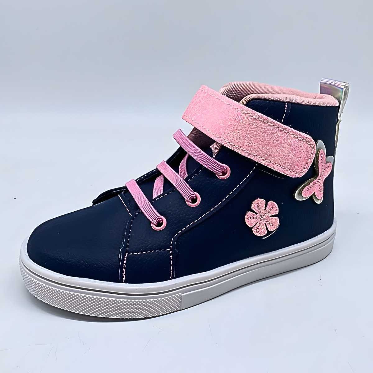 Tênis Bebê Ns Krisle Menina Infantil Cano Alto Estilo Kr155 Azul Marinho 2