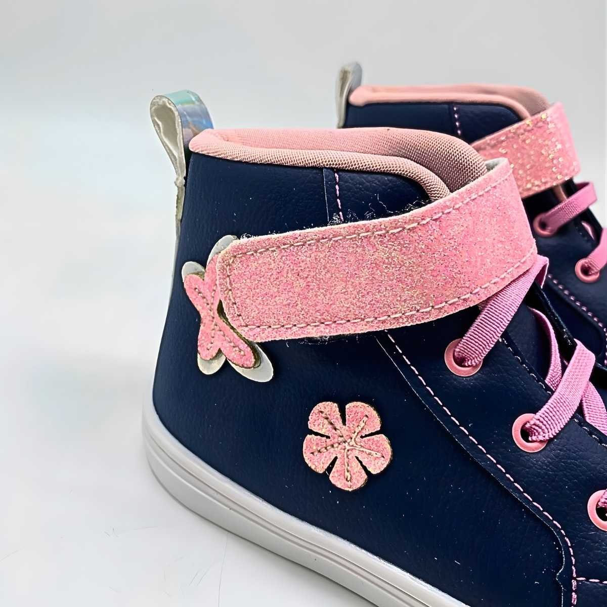 Tênis Bebê Ns Krisle Menina Infantil Cano Alto Estilo Kr155 Azul Marinho 4