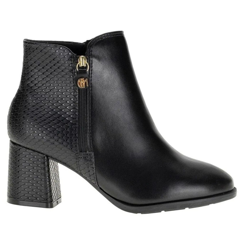 Bota Modare Salto Bloco Medio Feminina Preta Elegante