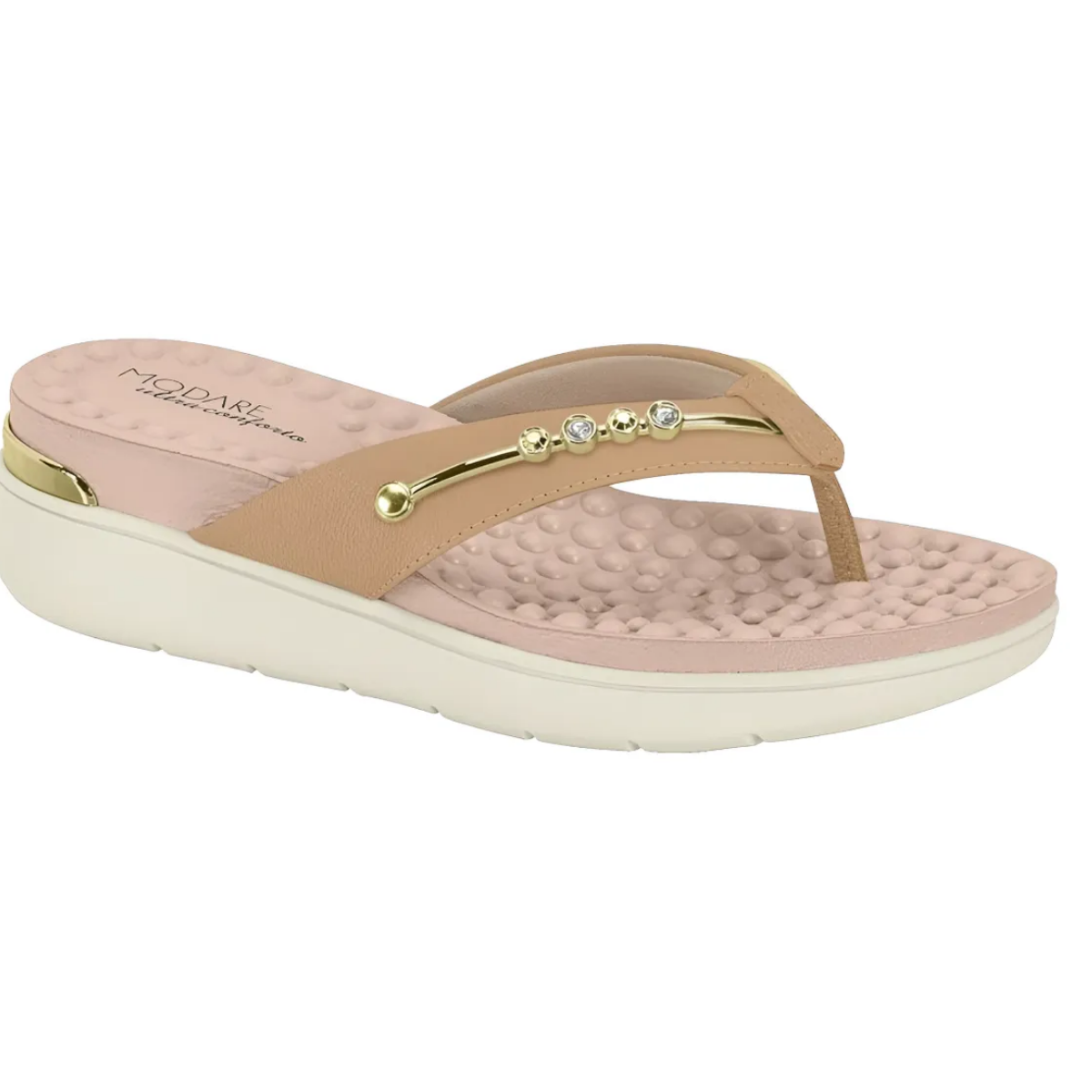 Chinelo Modare Tan Ortopedico de Dedo Massageador Brilho