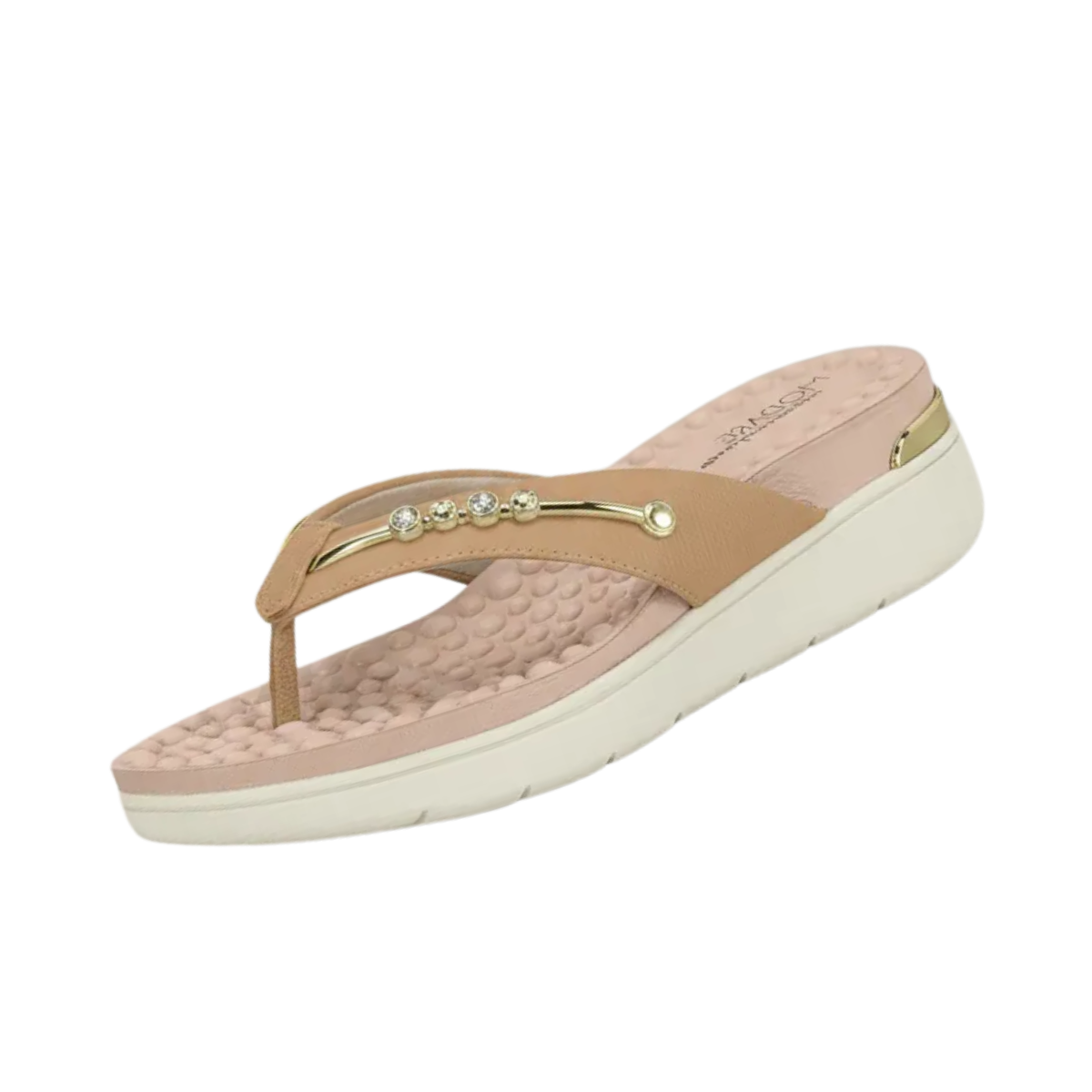 Chinelo Modare Tan Ortopedico de Dedo Massageador Brilho Bege 2