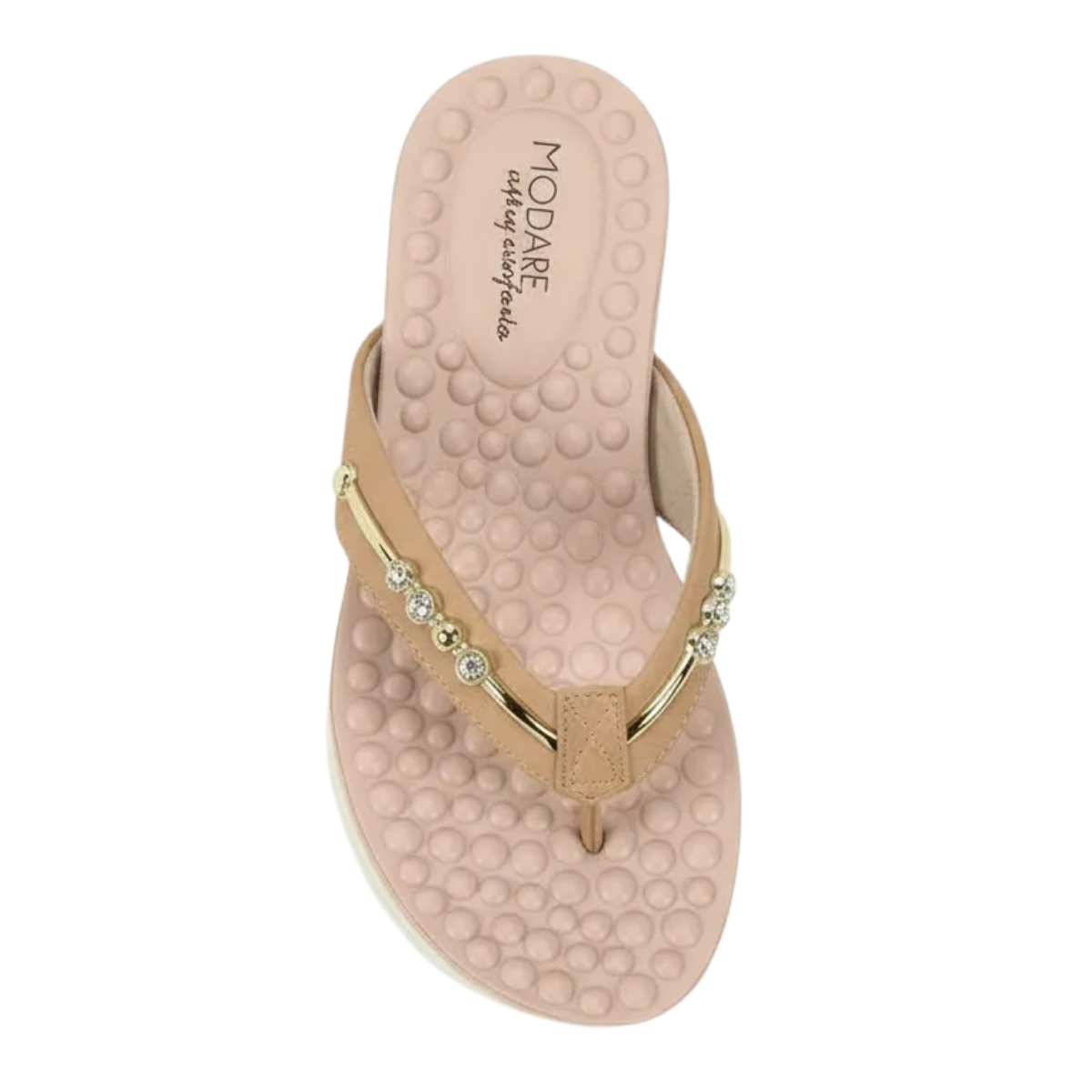 Chinelo Modare Tan Ortopedico de Dedo Massageador Brilho Bege 3