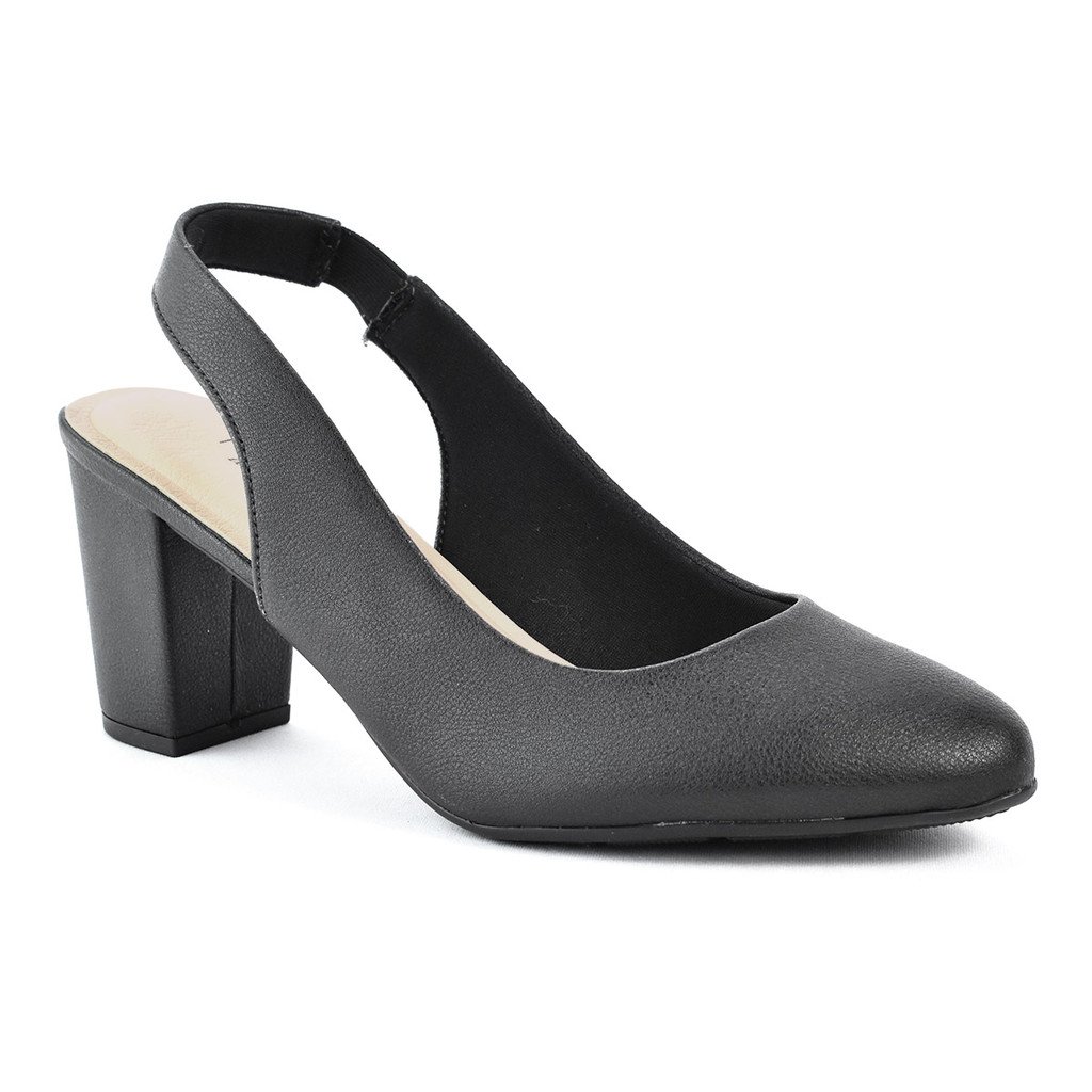 Modare Slingback Comfort Salto Bloco Feminino Preto