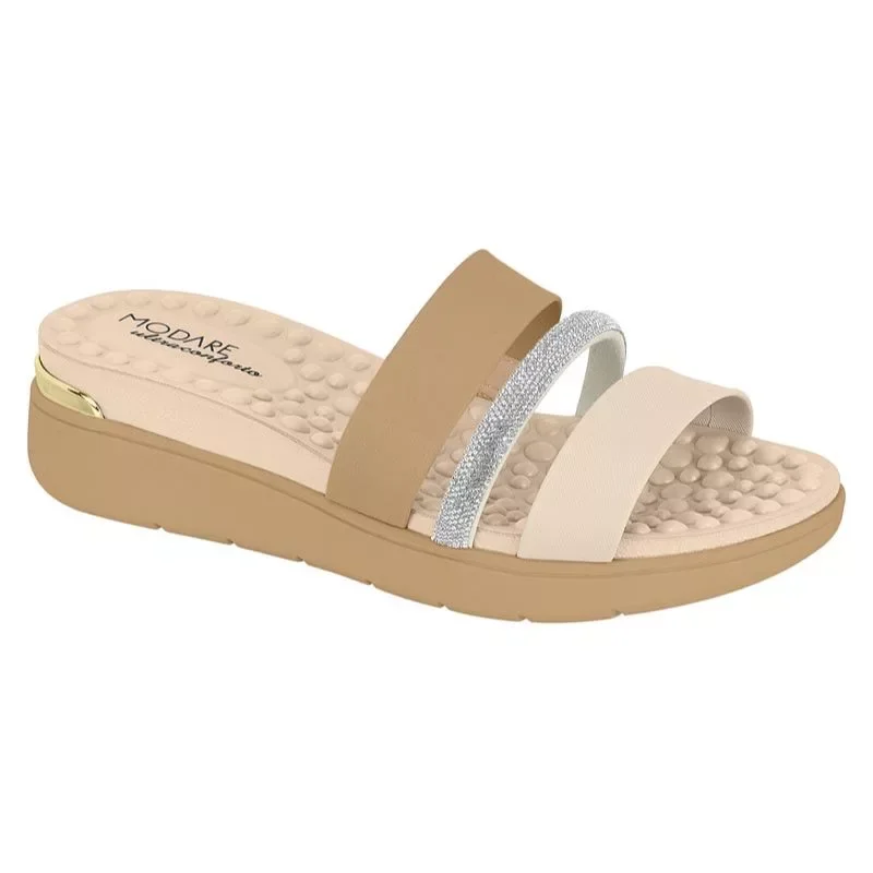 Modare Tamanco Elegante Creme Cinza Branco Off