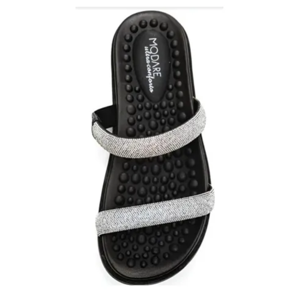 Sandalia Feminina Modare Papete Strass Preto  Preto 5