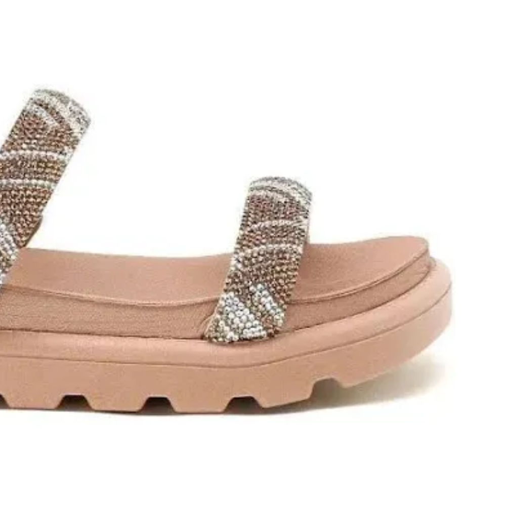 Papete Vizzano Feminina Nude Tamanco Pedraria Conforto Bege/Cristal/Nude 2