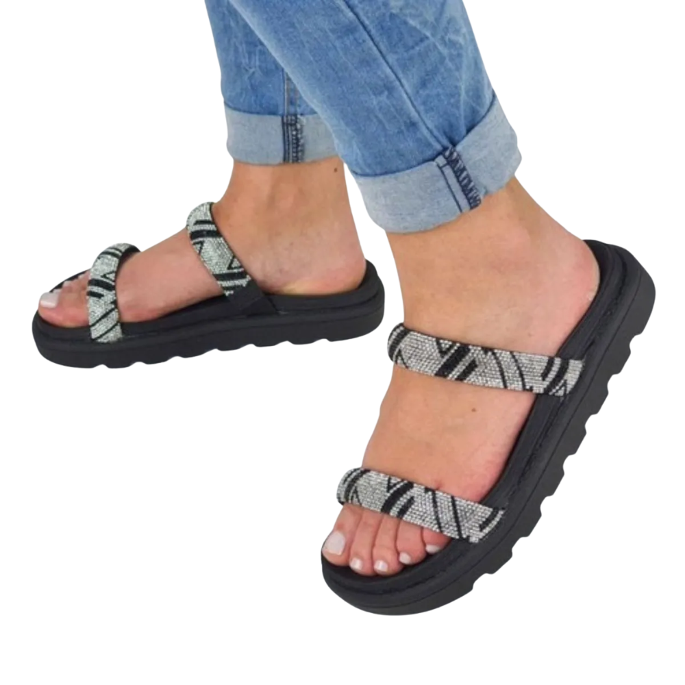 Papete Feminina Vizzano Tamanco Pedraria Preto Tira Larga Cristal/Preto 3