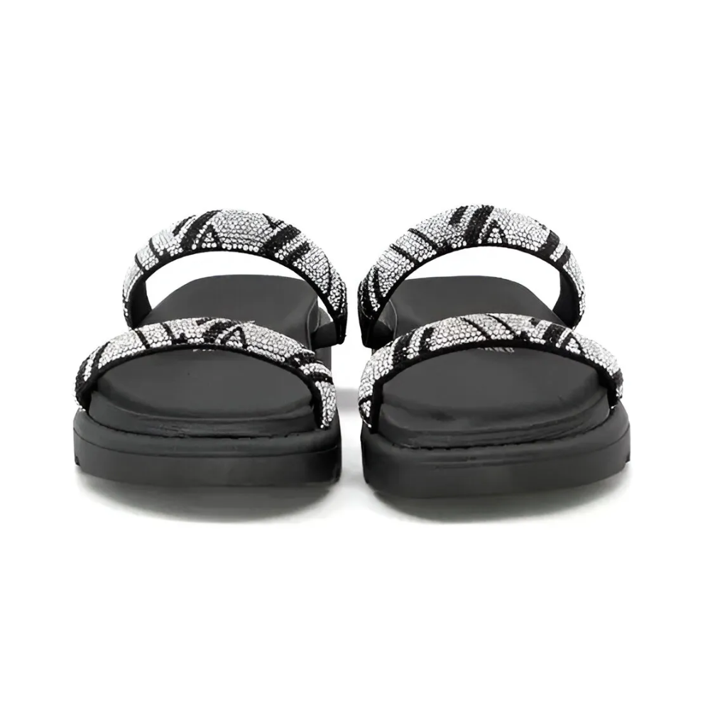 Papete Feminina Vizzano Tamanco Pedraria Preto Tira Larga Cristal/Preto 6