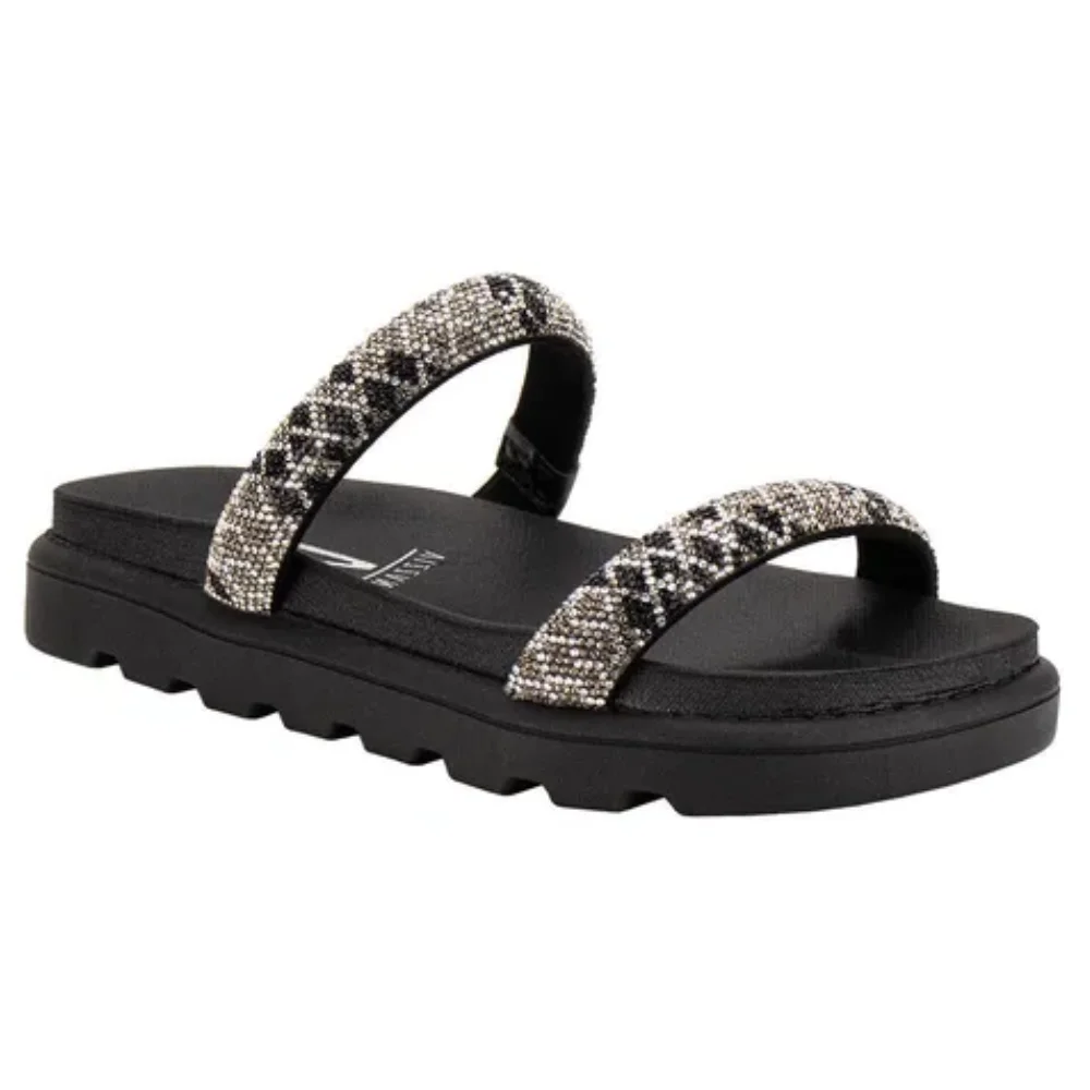 Papete Vizzano Strass Geometrico Preto Elegancia