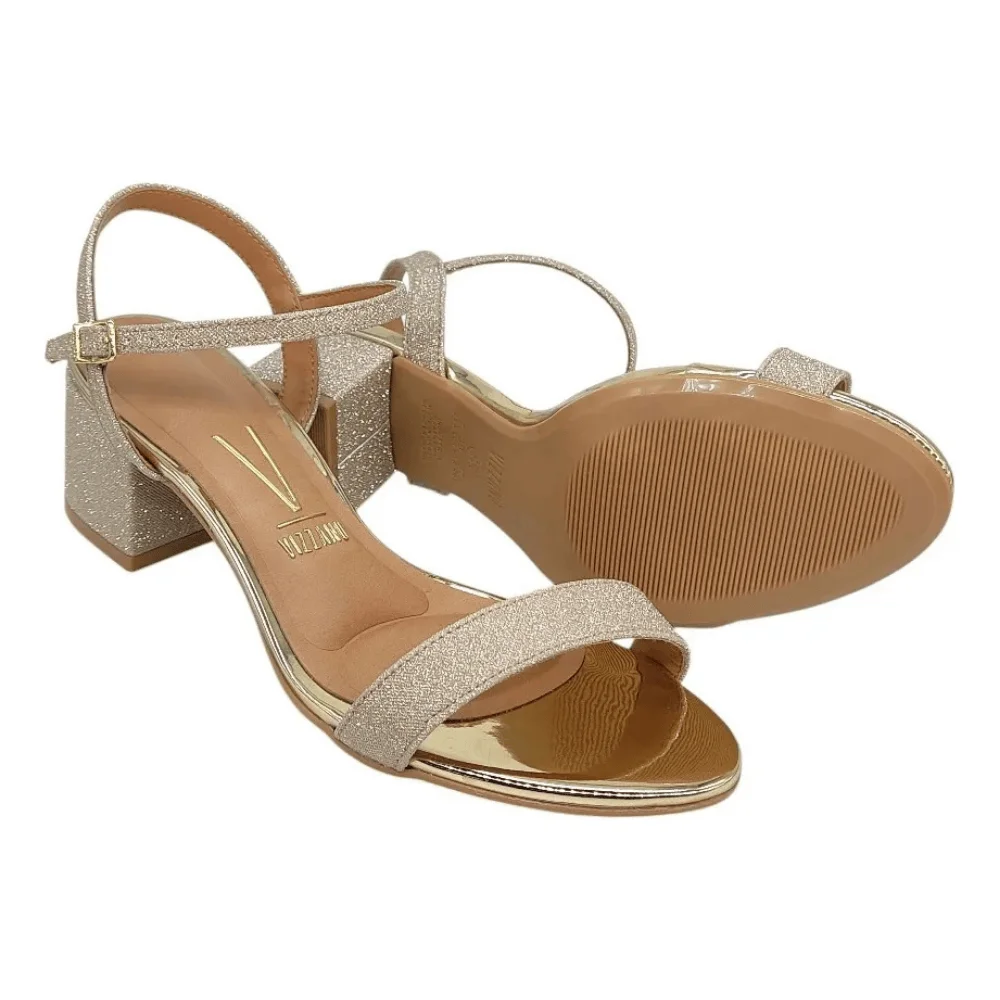 Sandalia Vizzano Feminina Dourada Salto Bloco Fivela Dourado 2