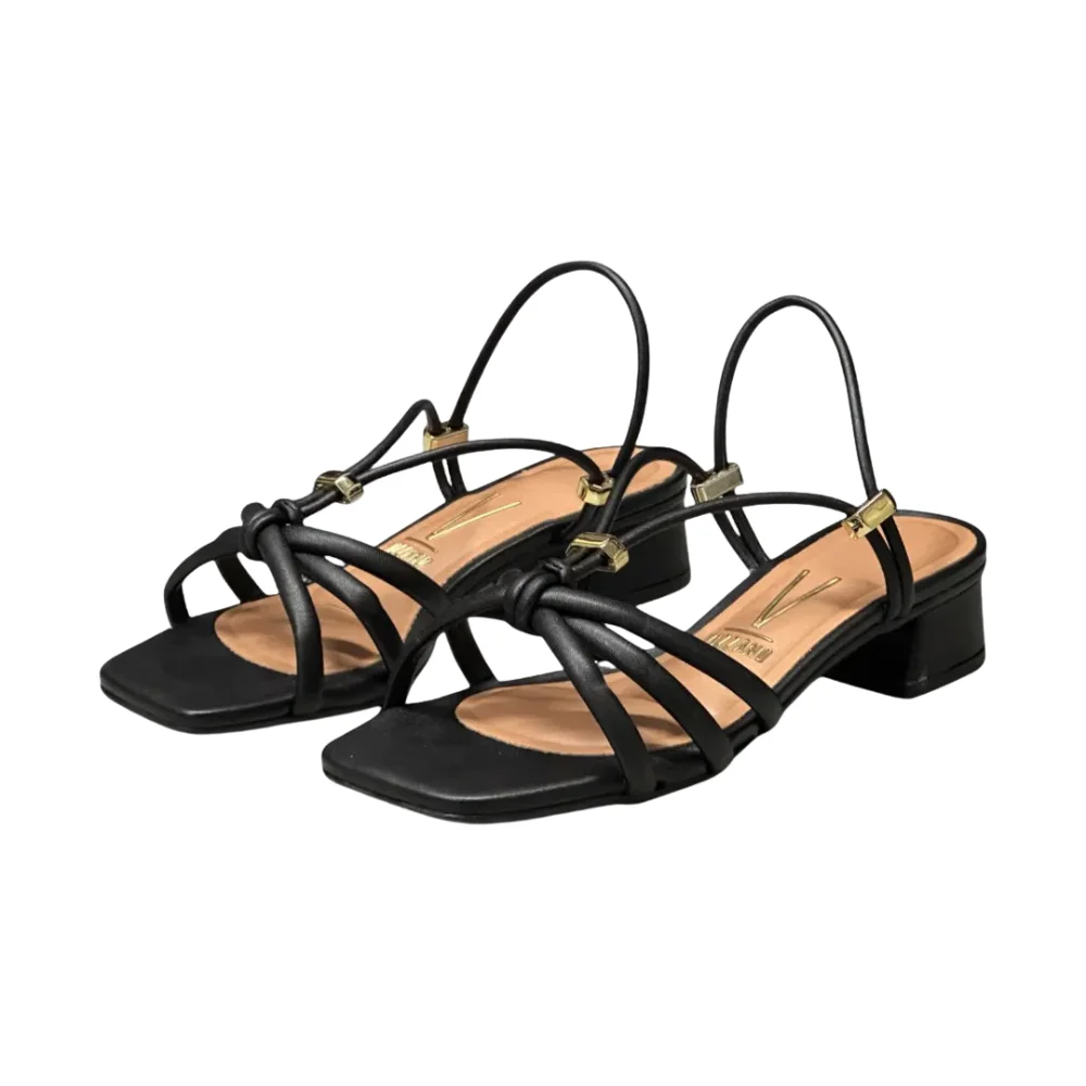 Sandalia Vizzano Feminina Preto Salto Bloco Tiras Finas Preto 2