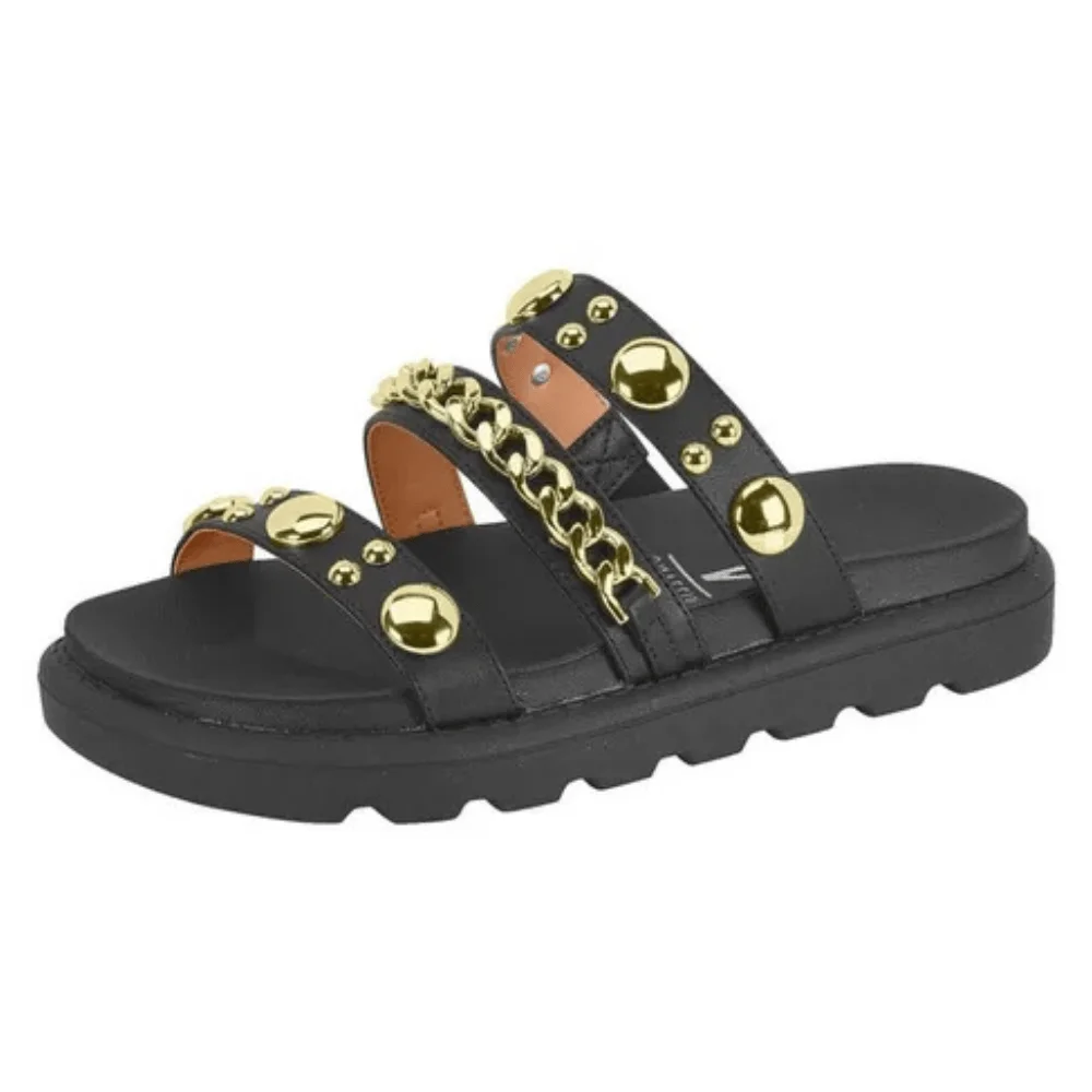 Tamanco Vizzano Feminino Preto Tratorado Pedrarias Preto 2