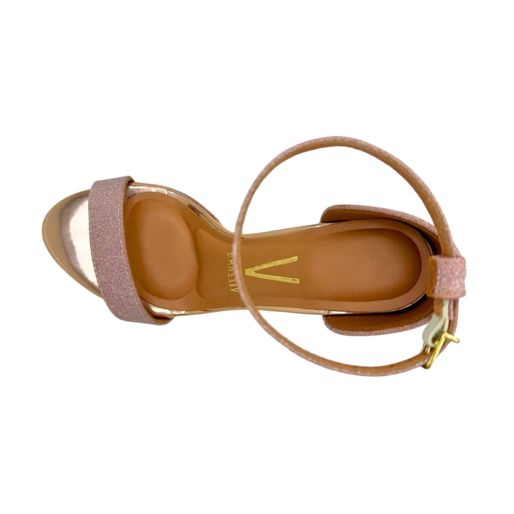 Sandalia Vizzano Salto Fino Brilho Ouro Rosado Elegante Ouro/Rosado 2